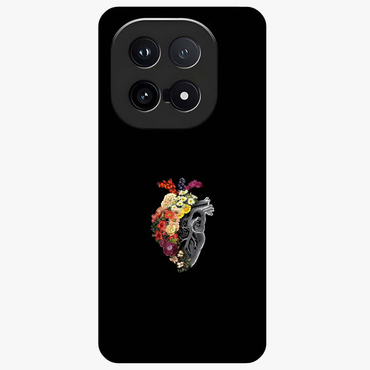 Heart With Flowers Glass Case showing flat back view with heart shaped floral artwork and glossy glass finish.