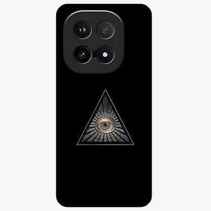 Illuminati Evil Glass Case showing flat back view with mysterious illuminati symbol artwork and glossy glass finish.
