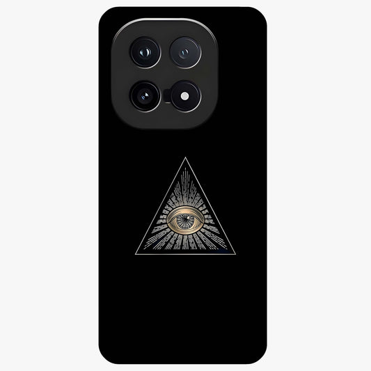 Illuminati Evil Glass Case showing flat back view with mysterious illuminati symbol artwork and glossy glass finish.
