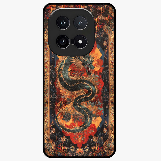 Inferno Dragon Soul Glass Case showing flat back view with fiery dragon artwork and glossy glass finish.