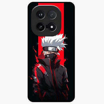 Kakashi Scarlet Shadow Glass Case showing flat back view with powerful anime ninja artwork and glossy glass finish.