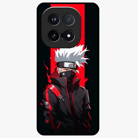 Kakashi Scarlet Shadow Glass Case showing flat back view with powerful anime ninja artwork and glossy glass finish.