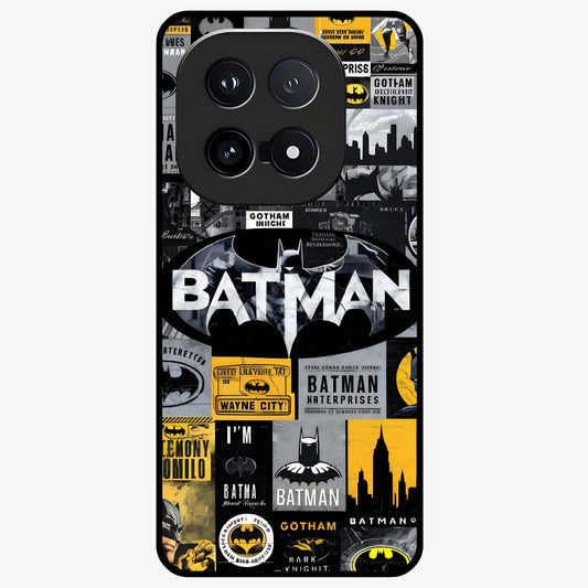 Knight Gotham Rise Glass Case showing flat back view with dark hero inspired artwork and glossy glass finish.