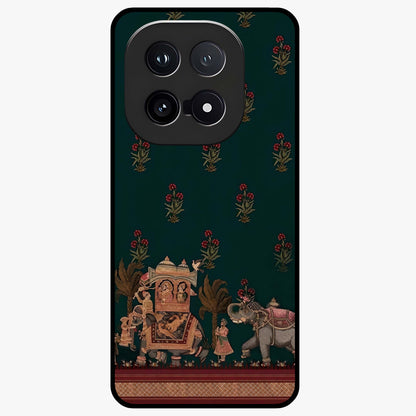 Macmerise Glass Case showing flat back view with stylish modern artwork and glossy glass finish.