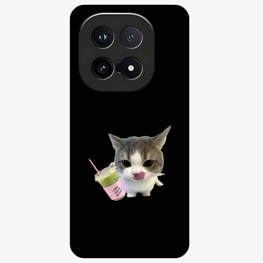 Matcha Cat Style Glass Case showing flat back view with cute matcha themed cat artwork and glossy glass finish.