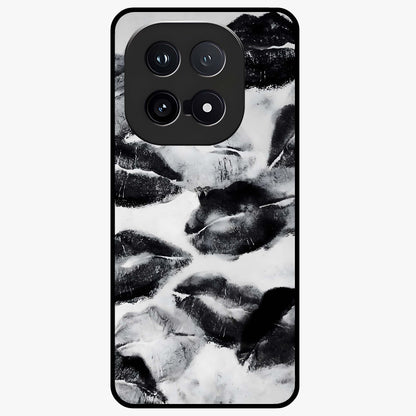 Midnight Kiss Marks Glass Case showing flat back view with lipstick kiss mark artwork and glossy glass finish.
