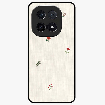 Minimal Petal Whispers Glass Case showing flat back view with soft minimal floral artwork and glossy glass finish.
