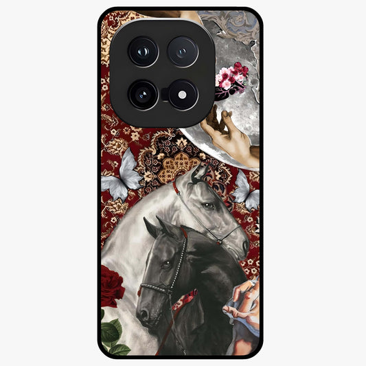 Moonlit Royal Stallion Glass Case showing flat back view with majestic horse under moonlight artwork and glossy glass finish.