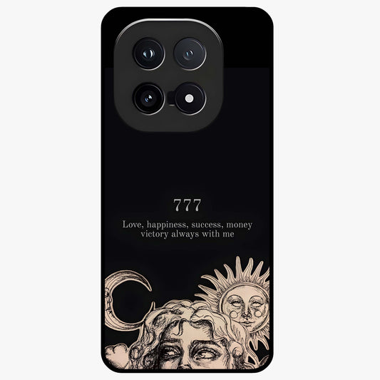 Mystic Victory Aura Glass Case showing flat back view with victory symbol artwork and glossy glass finish.