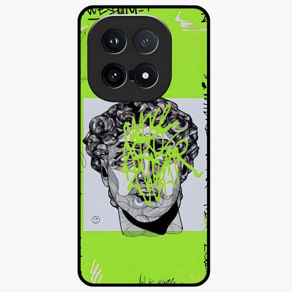 Neo Graffiti Rebellion Glass Case showing flat back view with vibrant graffiti artwork and glossy glass finish.