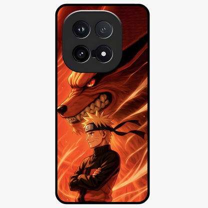 Nine Tails Legacy Glass Case showing flat back view with powerful nine-tailed fox inspired artwork and glossy glass finish.