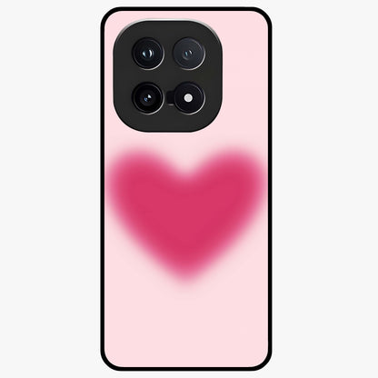 Pink Aura Heart Glass Case showing flat back view with glowing heart artwork and glossy glass finish.