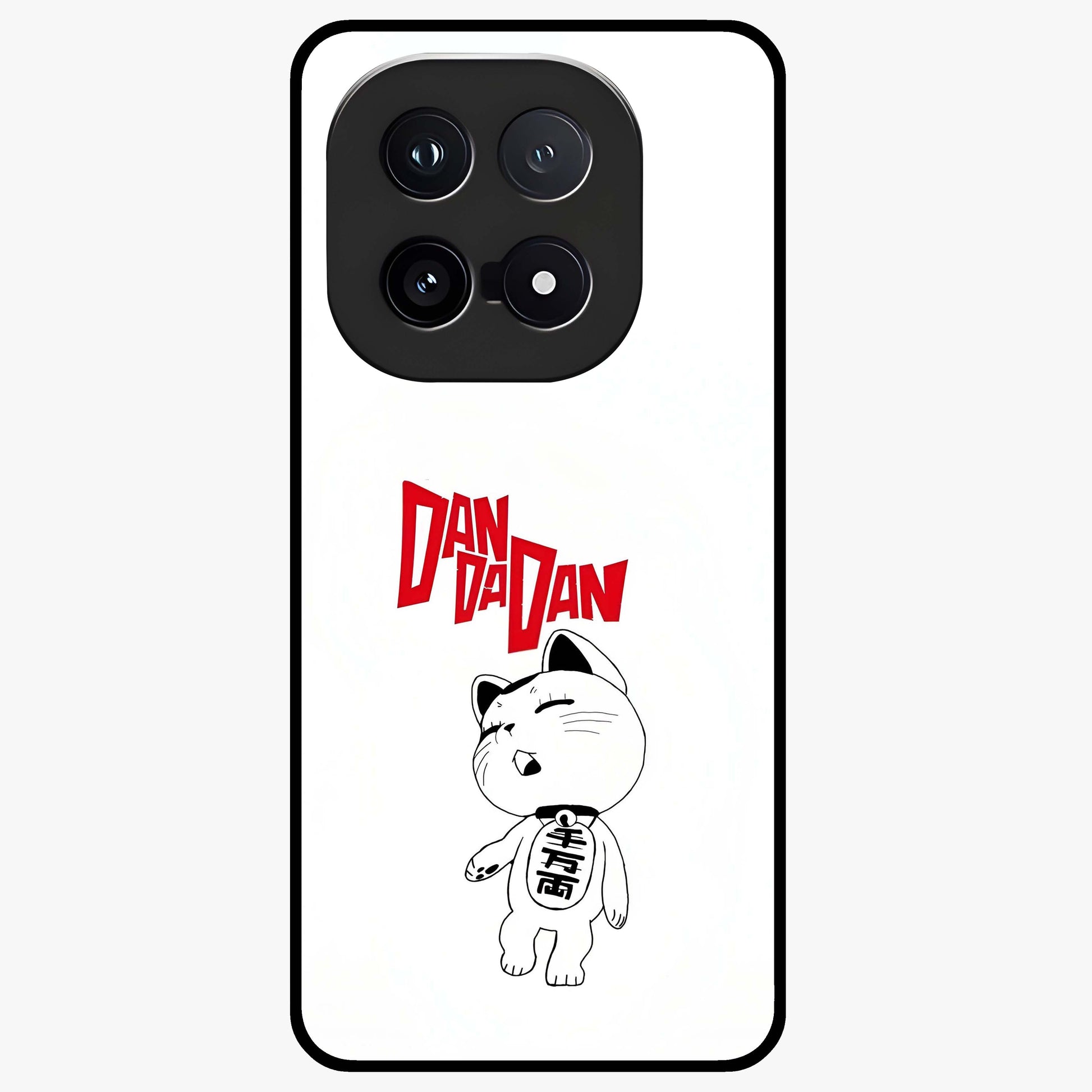 Playful Spirit Charm Glass Case showing flat back view with cheerful charm themed artwork and glossy glass finish.