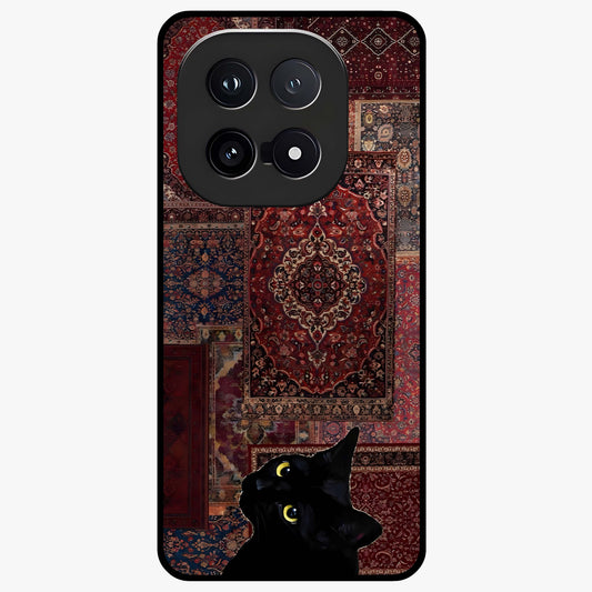 Regal Magic Cat Apple Glass Case showing flat back view with magical cat artwork holding apple and glossy glass finish.