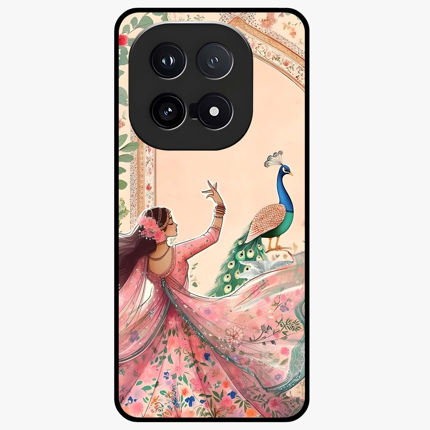 Royal Grace Muse Glass Case showing flat back view with elegant artistic artwork and glossy glass finish.