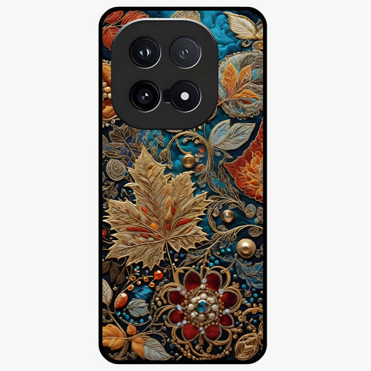 Royal Jewel Garden Glass Case showing flat back view with decorative floral garden artwork and glossy glass finish.