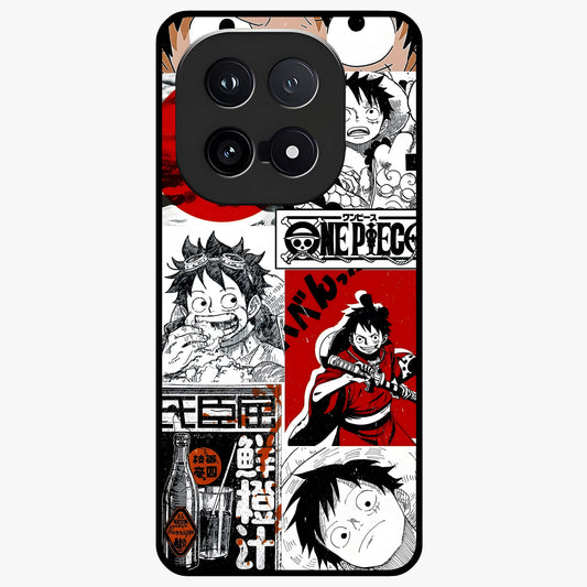 Strawhat Chaos Panels Glass Case showing flat back view with anime inspired chaos panel artwork and glossy glass finish.