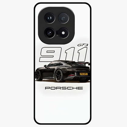 Turbo Legacy Icon Glass Case showing flat back view with iconic sports car inspired artwork and glossy glass finish.