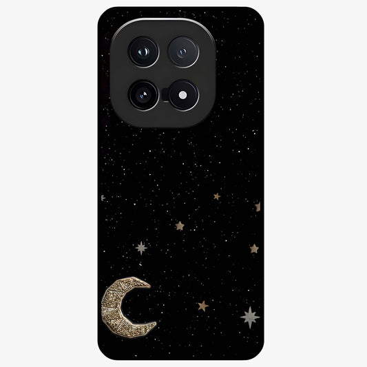 Twinkle Star With Half Moon Glass Case showing flat back view with star and half moon artwork and glossy glass finish.