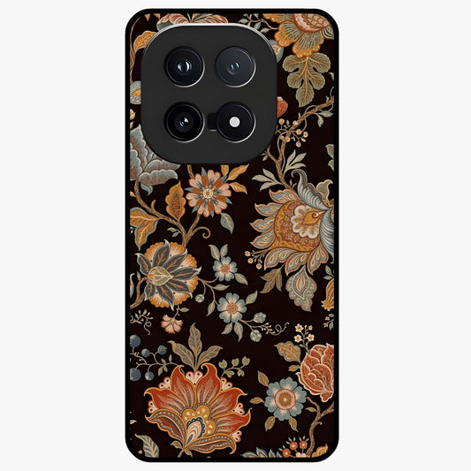Vintage Floral Dream Glass Case showing flat back view with classic floral artwork and glossy glass finish.