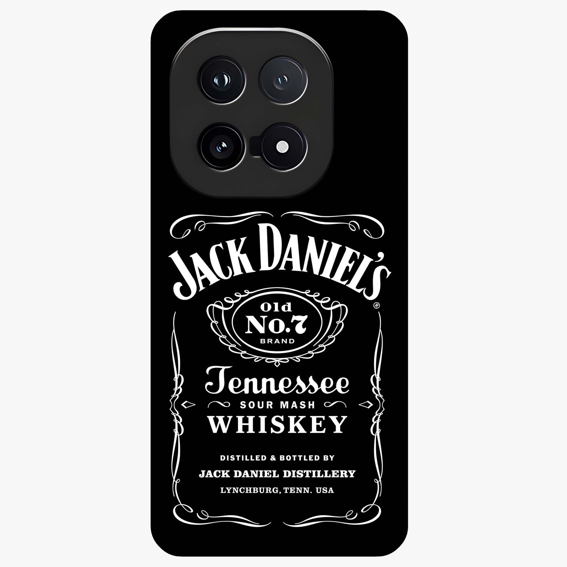 Vintage Whiskey Heritage Glass Case showing flat back view with classic whiskey inspired artwork and glossy glass finish.