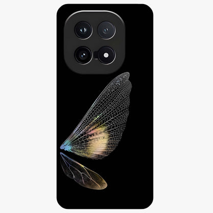 Whispers Of Wings Glass Case showing flat back view with graceful wing inspired artwork and glossy glass finish.