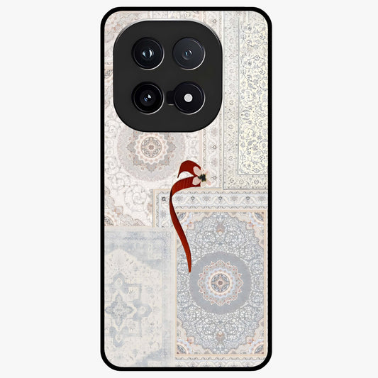 White Aesthetic Bow Glass Case showing flat back view with minimal bow artwork and glossy glass finish.