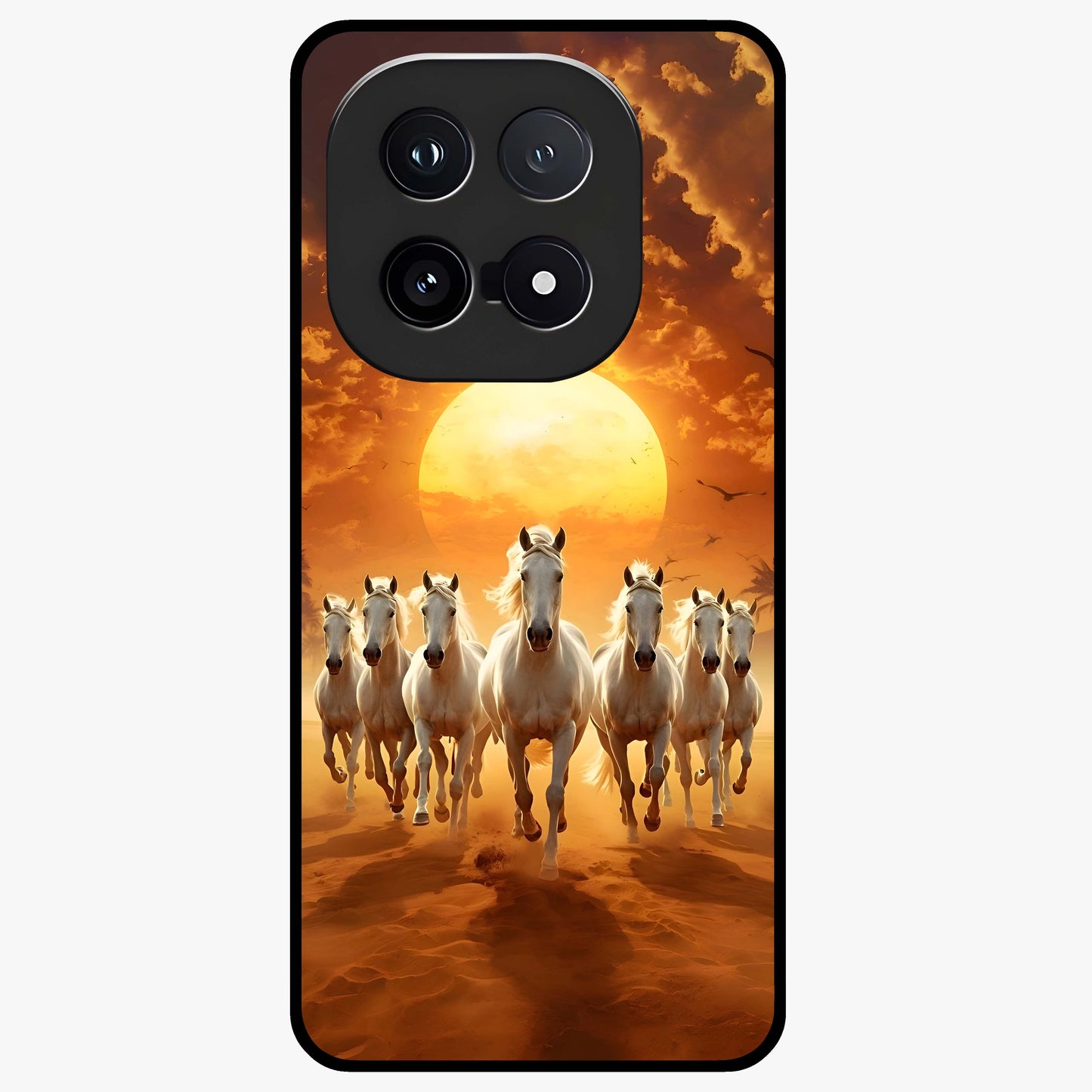 Wild Sunset Majesty Glass Case showing flat back view with majestic sunset landscape artwork and glossy glass finish.