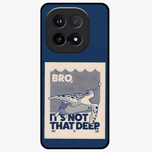 Worry Less Swim Glass Case showing flat back view with playful motivational artwork and glossy glass finish.