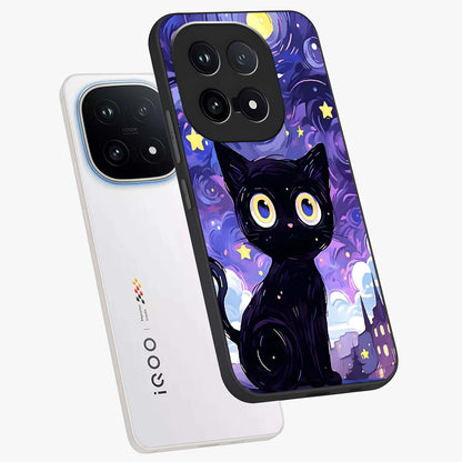 Abstract Cat Art Glass Case displayed in angled mockup highlighting modern abstract cat artwork and sleek glass surface.