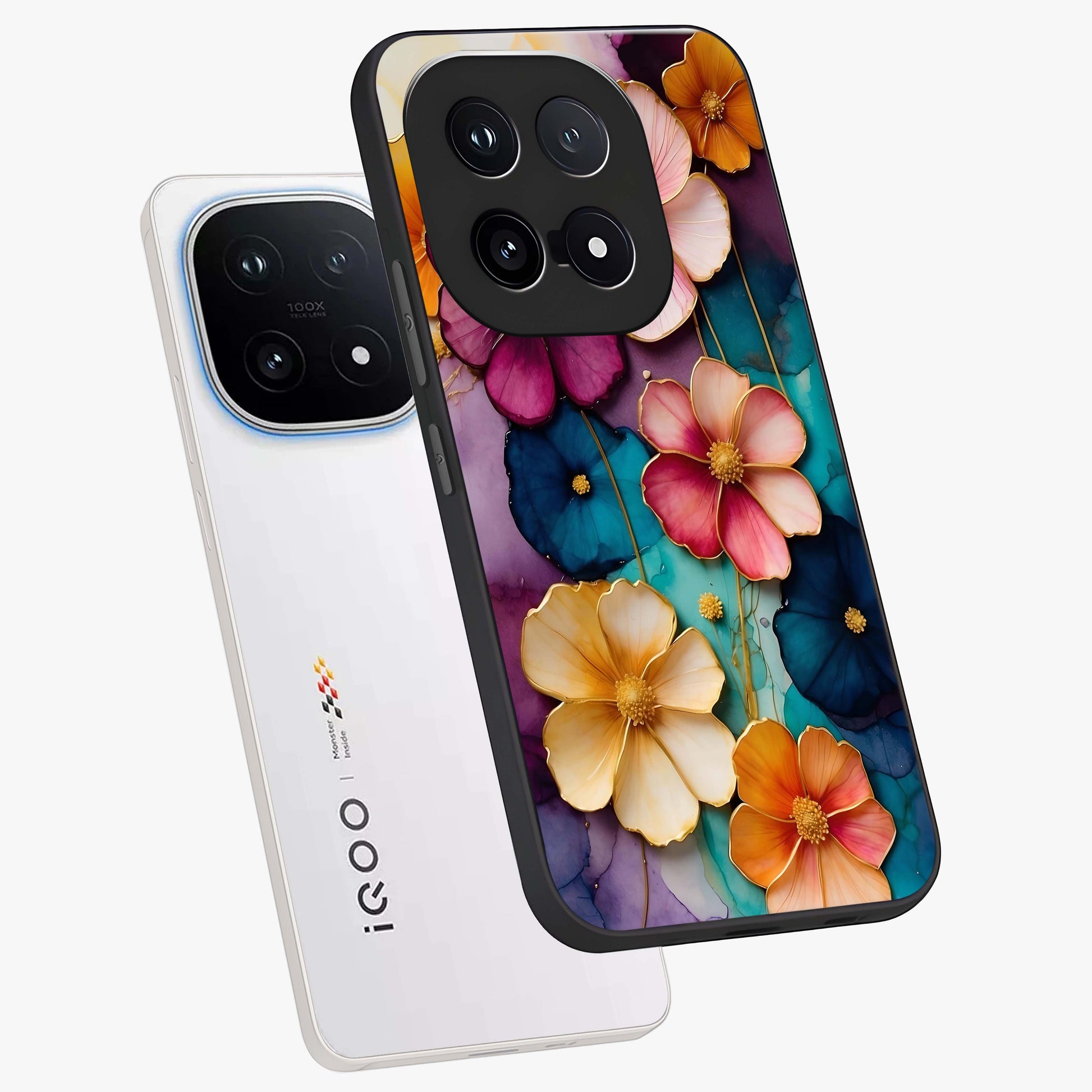 Artlyn Grace Flower Pattern Glass Case displayed in angled mockup highlighting delicate flower pattern design and smooth glass surface.