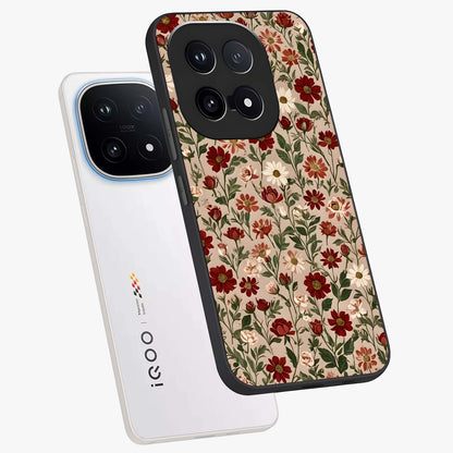 Biege Flower With Leaf Glass Case displayed in angled mockup highlighting minimal floral leaf design and elegant aesthetic.