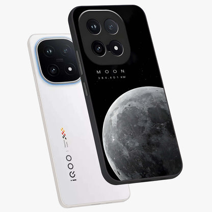Cosmic Moon Glow Glass Case displayed in angled mockup highlighting celestial moon design with cosmic aesthetic theme.