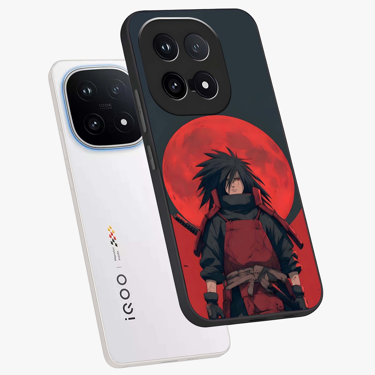 Crimson Moon Warlord Glass Case displayed in angled mockup highlighting dramatic crimson moon design with fantasy aesthetic.