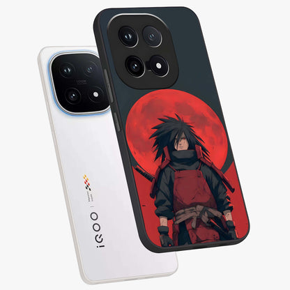 Crimson Moon Warlord Glass Case displayed in angled mockup highlighting dramatic crimson moon design with fantasy aesthetic.