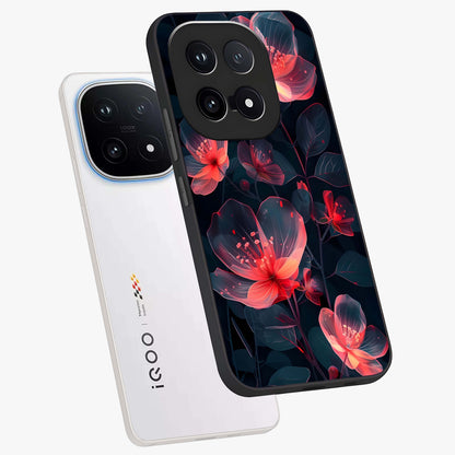 Dark Shade of Flower Glass Case displayed in angled mockup highlighting moody floral illustration with aesthetic dark tones.