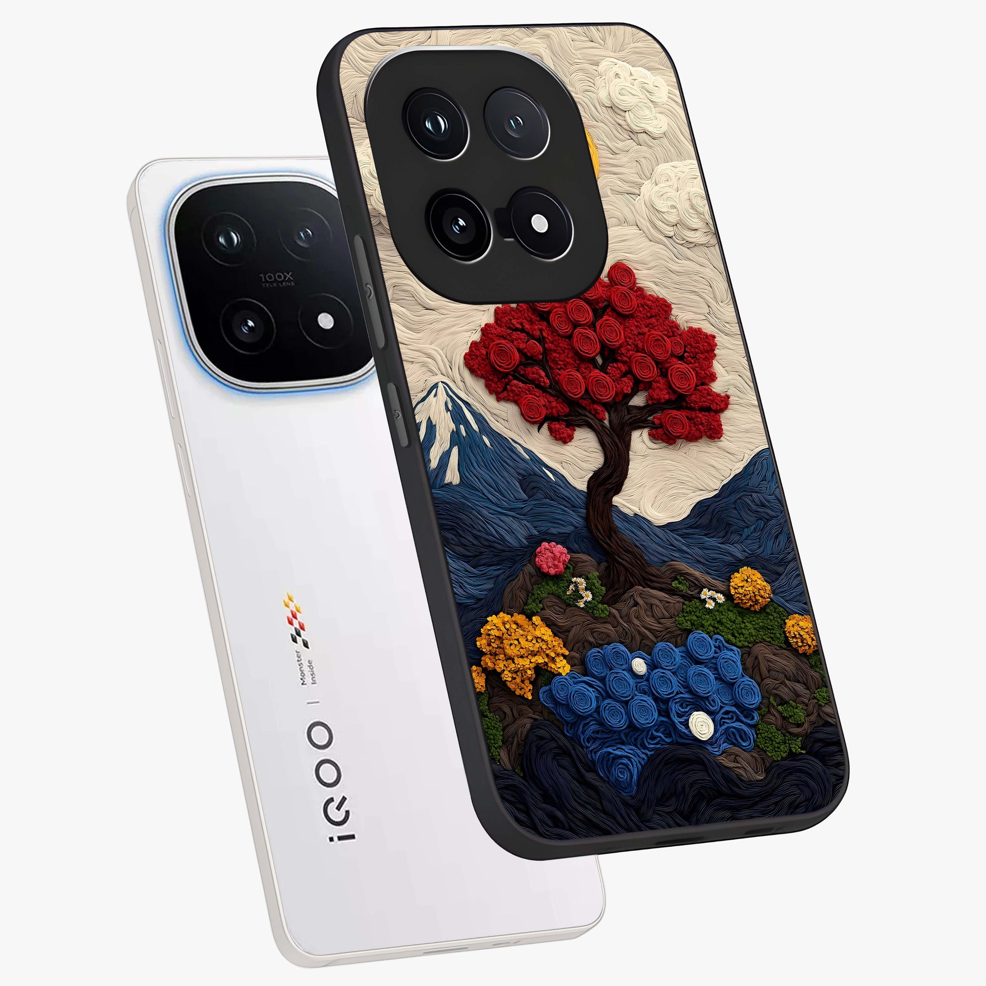 Eternal Nature Tapestry Glass Case displayed in angled mockup highlighting detailed botanical pattern with artistic aesthetic.