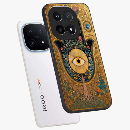 Ethereal Evil Eye Glass Case displayed in angled mockup highlighting protective evil eye symbol with spiritual aesthetic design.