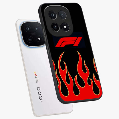 Fire F11 Glass Case displayed in angled mockup highlighting bold fire inspired graphic with energetic aesthetic style.