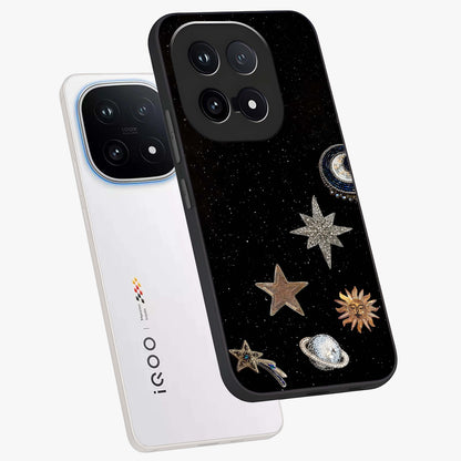 Galactic Charm Glow Glass Case displayed in angled mockup highlighting luminous galaxy inspired design with dreamy aesthetic.