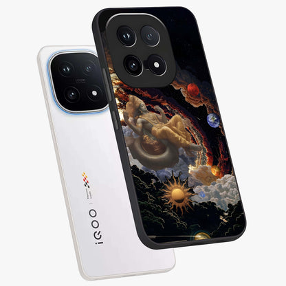 Galactic Divine God Glass Case displayed in angled mockup highlighting powerful celestial deity illustration with galactic aesthetic.