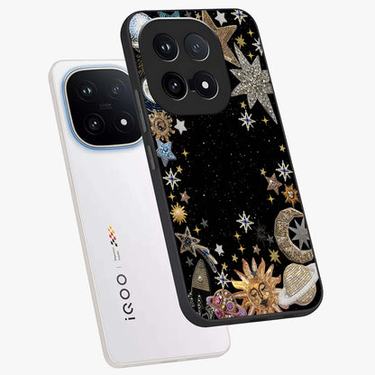 Galactic Jewel Stars Glass Case displayed in angled mockup highlighting shining celestial star design with cosmic aesthetic style.