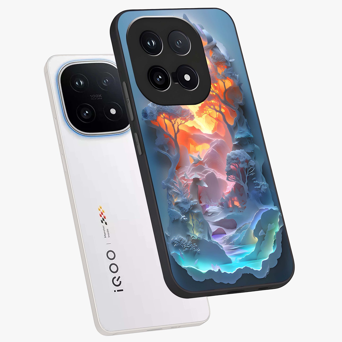 Glow Forest Portal Glass Case displayed in angled mockup highlighting mystical forest design with magical glowing aesthetic.