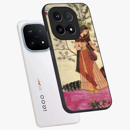 Lady With Veena Art Glass Case displayed in angled mockup highlighting graceful musical illustration with cultural artistic aesthetic.