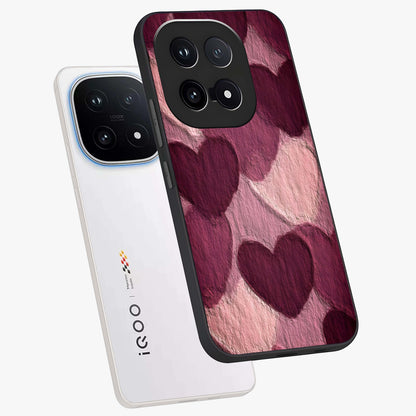 Layered Paper Hearts Glass Case displayed in angled mockup highlighting creative paper craft heart design with romantic aesthetic.