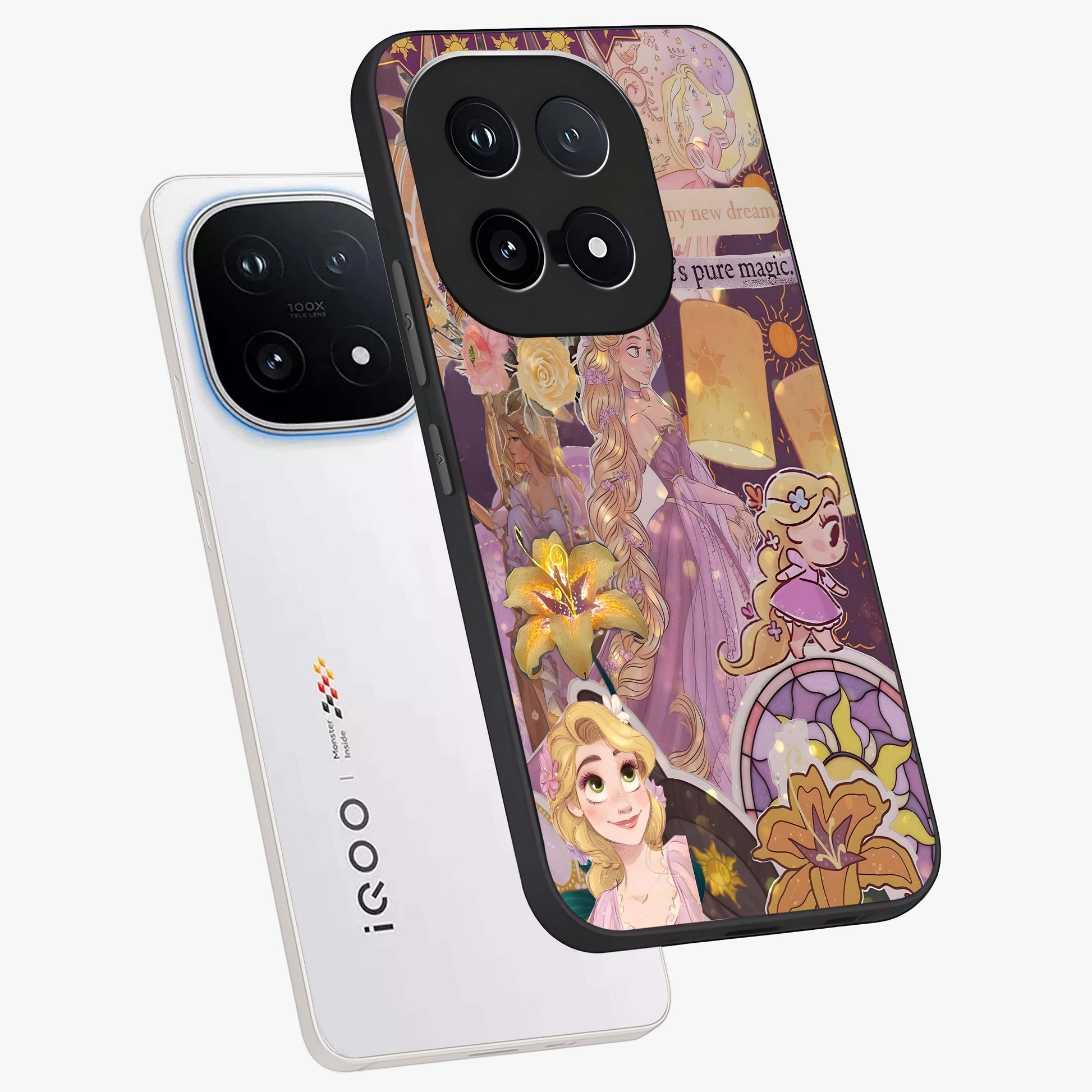 Magical Tangled Dream Glass Case displayed in angled mockup highlighting whimsical fantasy design with magical aesthetic.