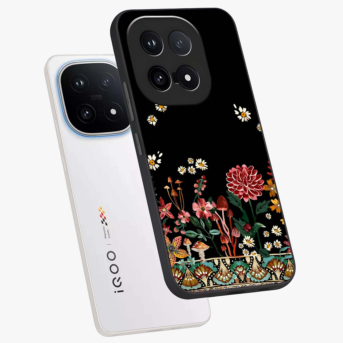 Midnight Bloom Pattern Glass Case displayed in angled mockup highlighting elegant flower design with midnight aesthetic style.
