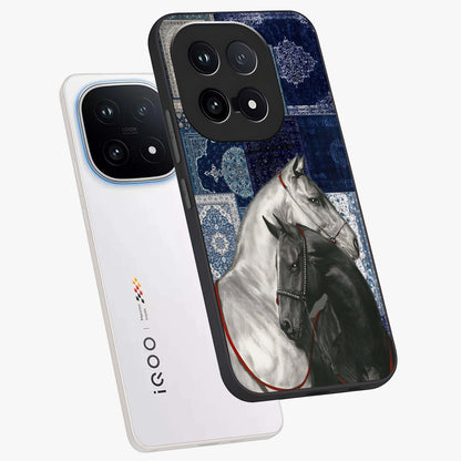 Midnight Stallion Blues Glass Case displayed in angled mockup highlighting powerful stallion illustration with deep midnight tones.