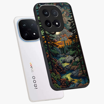 Moonlight Forest Dream Glass Case displayed in angled mockup highlighting dreamy forest design with glowing moon aesthetic.