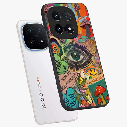 Mystic Eye Wonderland Glass Case displayed in angled mockup highlighting magical eye illustration with dreamy aesthetic.